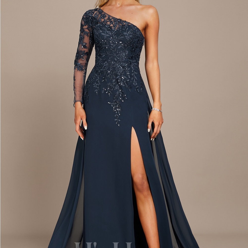 Sheath/Column 1 Shoulder Floor-Length Lace Chiffon Evening Dress with sequins